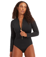 The Seafolly Womens Collective Zip Front Surfsuit (2023) in Black