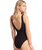 The Seafolly Womens Sea Dive Deep V Neck One Piece Swimsuit in Black