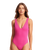 The Seafolly Womens Sea Dive Deep V Swimsuit in Fuchsia Rose