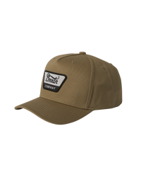 The Brixton Mens Linwood Netplus Snapback Cap in Khaki, Black & White