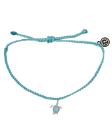 The Pura Vida Save The Sea Turtles Silver Bracelet in Crystal Blue