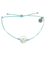 The Pura Vida Stone Wave Silver Bracelet in Crystal Blue