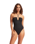 The Seafolly Womens Sea Dive Bandeau Swimsuit in Black