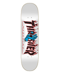 The Santa Cruz SC X Thrasher Screaminf Flame Logo Skateboard Deck in White