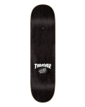 The Santa Cruz SC X Thrasher Screaminf Flame Logo Skateboard Deck in White