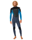 The Rip Curl Mens Omega 3/2mm Back Zip Wetsuit in Blue