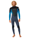 The Rip Curl Mens Omega 3/2mm Back Zip Wetsuit in Blue