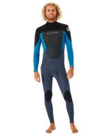 The Rip Curl Mens Omega 3/2mm Back Zip Wetsuit in Blue