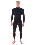 The Rip Curl Mens Omega 3/2mm Back Zip Wetsuit in Black