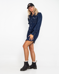 The Wrangler Womens Balloon Sleeve Shirt Dress in Rinse