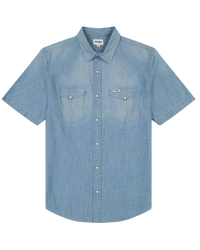 The Wrangler Mens Short Sleeve Western Shirt in Light Stone