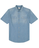 The Wrangler Mens Short Sleeve Western Shirt in Light Stone