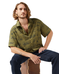 The Wrangler Mens Resort Shirt in Olive Scenic