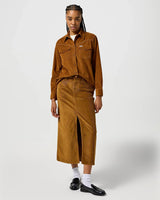 The Wrangler Womens Corduroy Maxi Skirt in Cognac