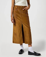 The Wrangler Womens Corduroy Maxi Skirt in Cognac