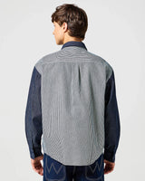 The Wrangler Mens Casey Colourblock Shirt in Mixed Denim