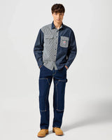 The Wrangler Mens Casey Colourblock Shirt in Mixed Denim