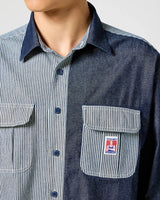 The Wrangler Mens Casey Colourblock Shirt in Mixed Denim