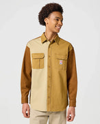 The Wrangler Mens Casey Colourblock Shirt in Monks Robe