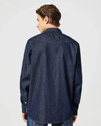 The Wrangler Mens Blue Bell 2 Pocket Shirt in Rinse