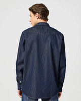 The Wrangler Mens Blue Bell 2 Pocket Shirt in Rinse