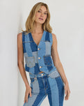 Patchwork Waistcoat in Patchwork Blue