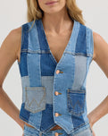 Patchwork Waistcoat in Patchwork Blue