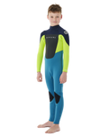 The Rip Curl Boys Omega 4/3mm Back Zip Wetsuit (2022) in Navy