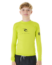 The Rip Curl Boys Corps Long Sleeve Rash Vest in Lime