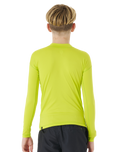 The Rip Curl Boys Corps Long Sleeve Rash Vest in Lime