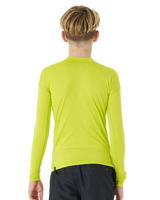 The Rip Curl Boys Corps Long Sleeve Rash Vest in Lime