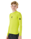 The Rip Curl Boys Corps Long Sleeve Rash Vest in Lime