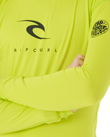 The Rip Curl Boys Corps Long Sleeve Rash Vest in Lime