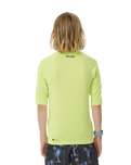 The Rip Curl Boys Brand Wave UPF Rash Vest in Lime