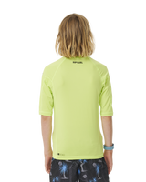 The Rip Curl Boys Brand Wave UPF Rash Vest in Lime