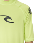 The Rip Curl Boys Brand Wave UPF Rash Vest in Lime