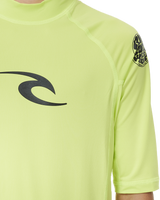 The Rip Curl Boys Brand Wave UPF Rash Vest in Lime