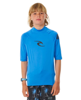 The Rip Curl Boys Brand Wave UPF Rash Vest in Blue Gum