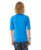 The Rip Curl Boys Brand Wave UPF Rash Vest in Blue Gum