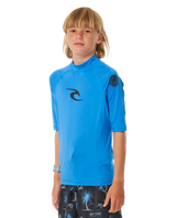 The Rip Curl Boys Brand Wave UPF Rash Vest in Blue Gum