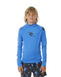 The Rip Curl Boys Brand Wave UPF Rash Vest in Blue Gum