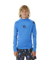 The Rip Curl Boys Brand Wave UPF Rash Vest in Blue Gum