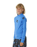 The Rip Curl Boys Brand Wave UPF Rash Vest in Blue Gum