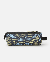 The Rip Curl 2 Compartment Pencil Case in Black & Yellow