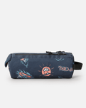 The Rip Curl 2 Compartment Pencil Case in Blue & Orange