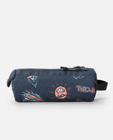 The Rip Curl 2 Compartment Pencil Case in Blue & Orange