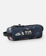 The Rip Curl 2 Compartment Pencil Case in Blue & Orange