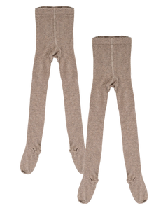 Girls Rib Knit Tights (2 Pack) in Pure Cashmere Melange