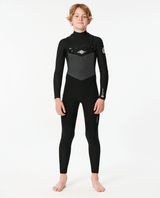 The Rip Curl Boys Dawn Patrol 5/3mm Chest Zip Wetsuit in Black