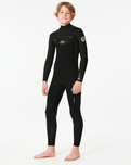 The Rip Curl Boys Dawn Patrol 5/3mm Chest Zip Wetsuit in Black